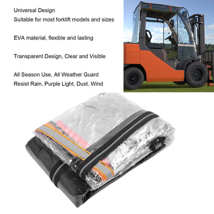 Forklift Cover Dust Rain Wind Proof Transparent EVA Protective Enclosure All Weather Forklift Sunshade Forklift Protective Cover