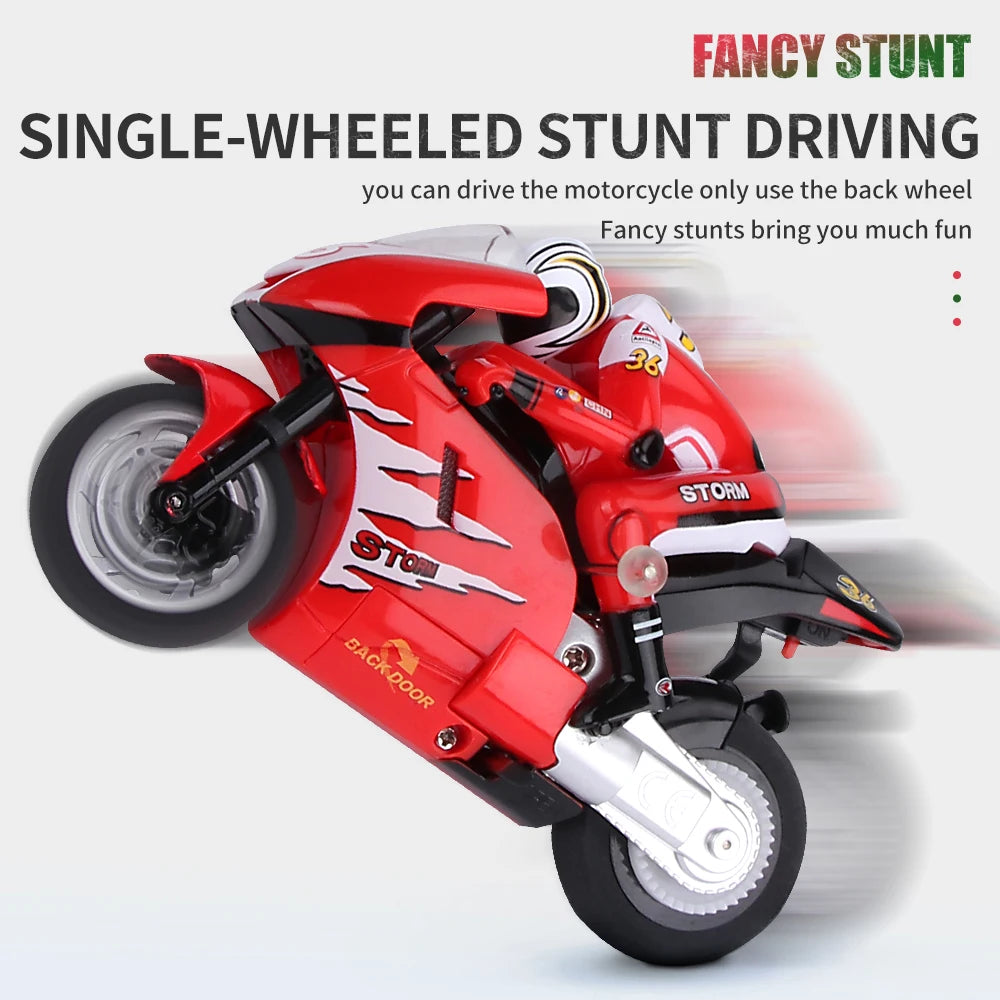 RC Motorcycle Electronic Remote Control Racing Car High Speed Electric Off-Road Car Rechargeable 2.4Ghz Stunt Motorbike For Boys Red
