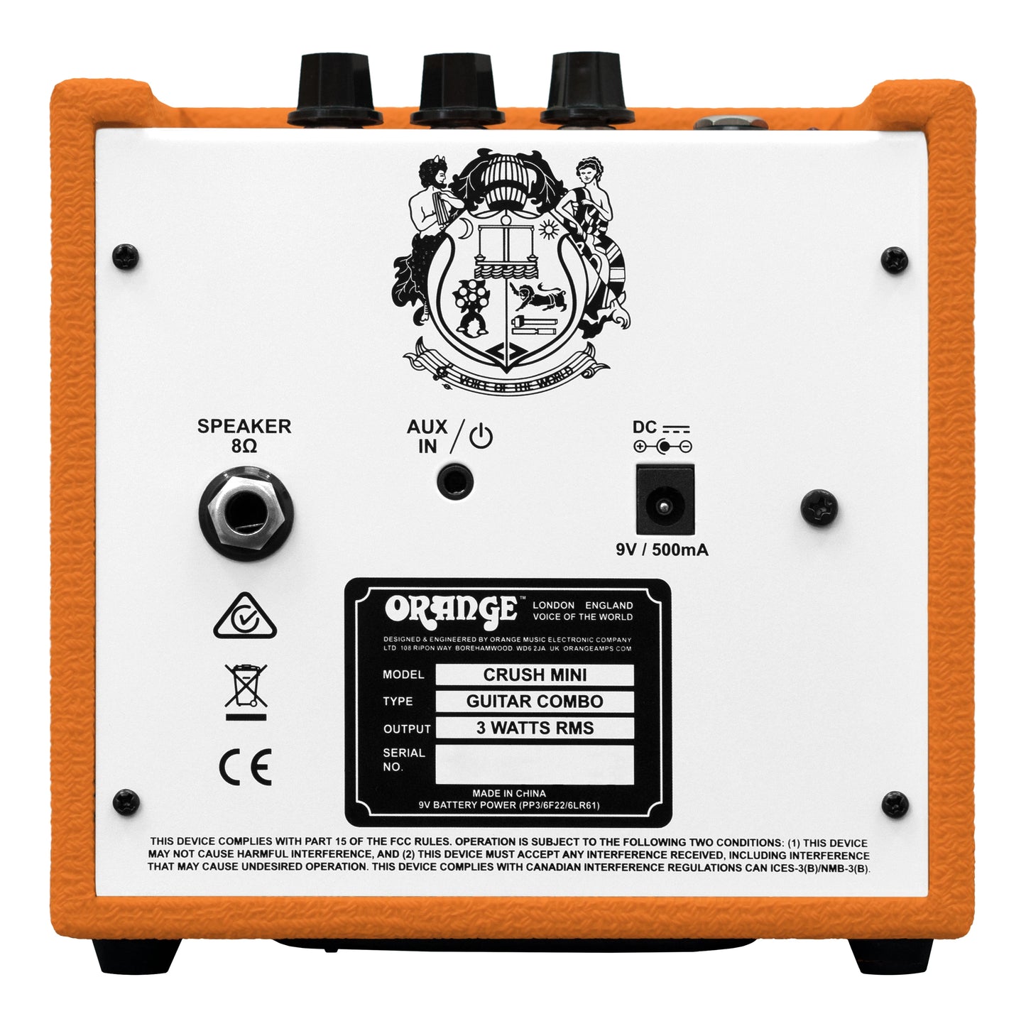 Orange Crush Mini Portable Guitar Amplifier Combo 3 Watts Gain/Tone Adjustable Headphone Output Speaker Output Crush MINI-Orange