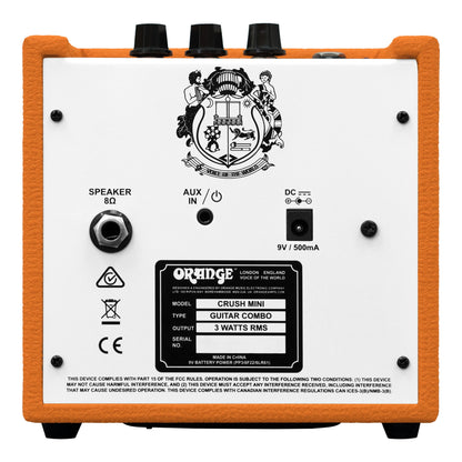 Orange Crush Mini Portable Guitar Amplifier Combo 3 Watts Gain/Tone Adjustable Headphone Output Speaker Output Crush MINI-Orange