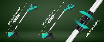 Cordless String Trimmer - Weed Wacker Battery Powered Electric Weed Trimmer with 2x2.0Ah Batteries, 12" Grass Cutter Auto Line Feed, Lawn wacker with 8 Pcs Spools, Lightweight Edger Lawn Tool