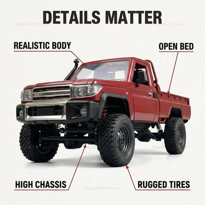 New Upgraded Full Scale RC CAR MN82 1:12 4WD Off-Road Crawler Car Pick Up Truck Controllable Headlights 2.4G Remote Control Toys