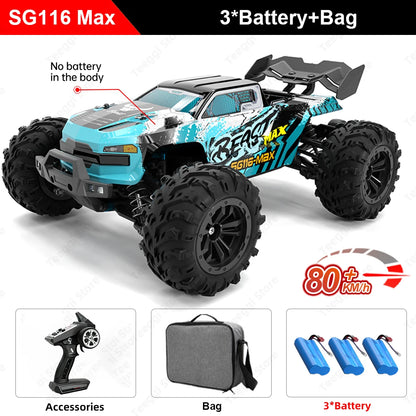 SG116 MAX 1:16 High Speed Drift Racing Car 80KM/H Brushless Motor 4WD RC Off Road Car Monster Trucks Toy For Kids Gift