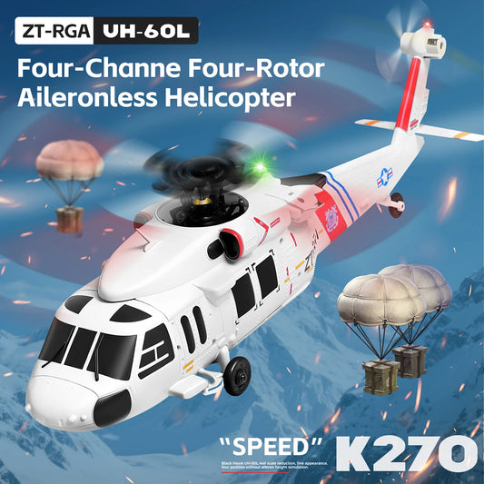 K270 Remote Controlled Helicopter 2.4Ghz 4CH RC Helicopter Heli 6-Axis Gyroscope Optical Flow Position