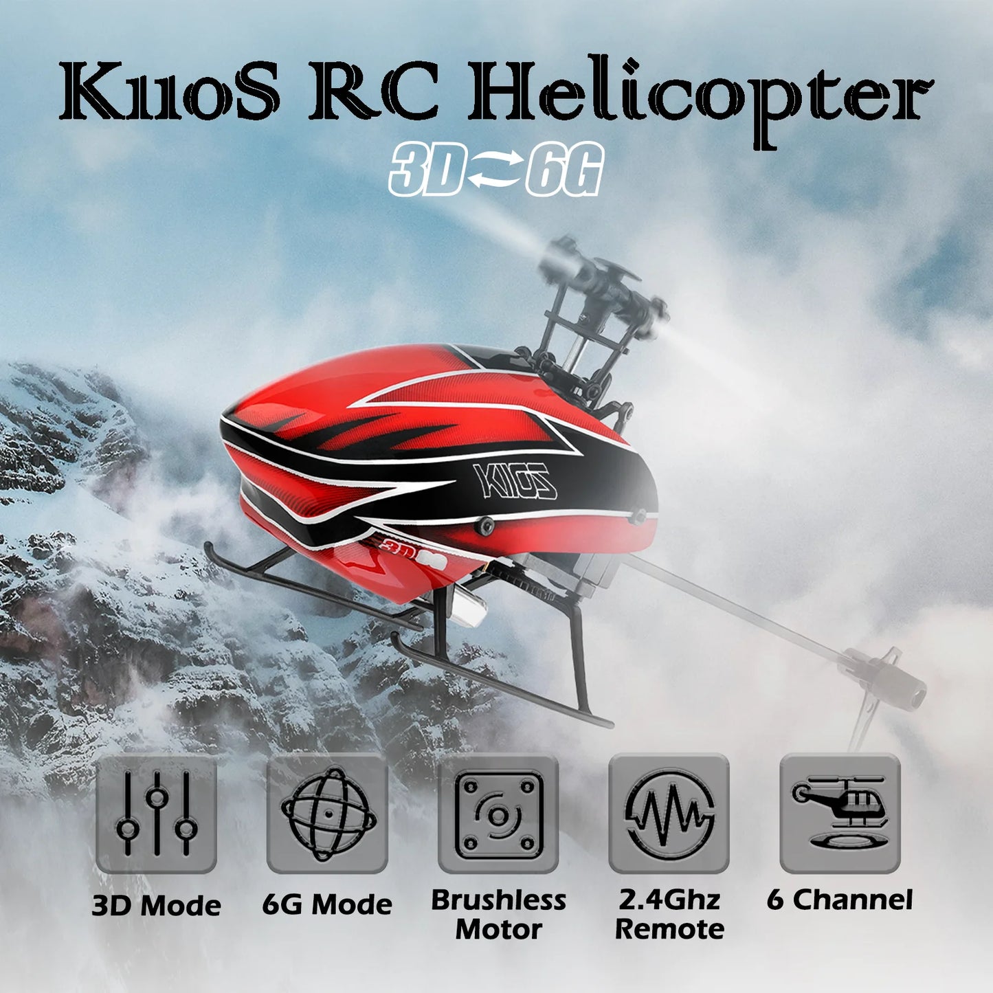 WLtoys K110S RC Helicopters for Adults,3D/6G Mode, 6 Channel Mini Remote control Helicopter,Brushless Motor, with 3 Batteries Red