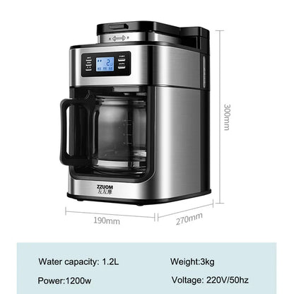 XEOLEO Automatic Coffee Machines 2 In1 Drip LED-Display Electric Bean Coffee Maker Espresso Tea Boiler Drip Mill Beans Grinding