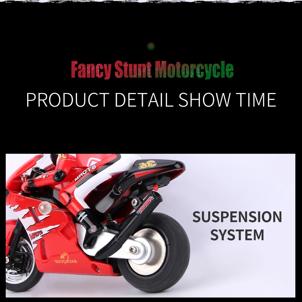 RC Motorcycle Electronic Remote Control Racing Car High Speed Electric Off-Road Car Rechargeable 2.4Ghz Stunt Motorbike For Boys Red