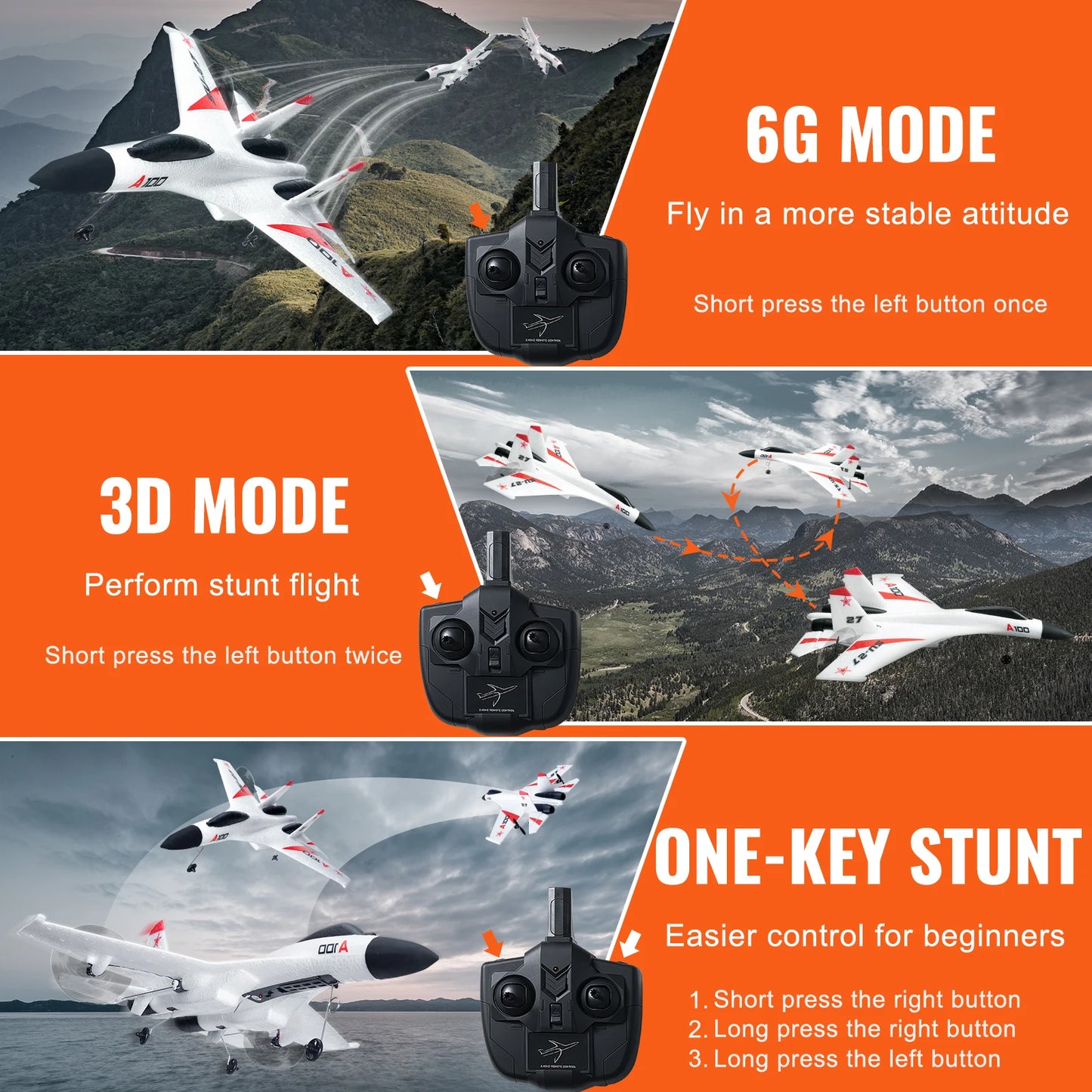 SucceBuy SU27 RC Plane 2.4G Remote Control Flying Model Glider Airplane with 2 Batteries Aircraft Foam Toys for Children Gifts White