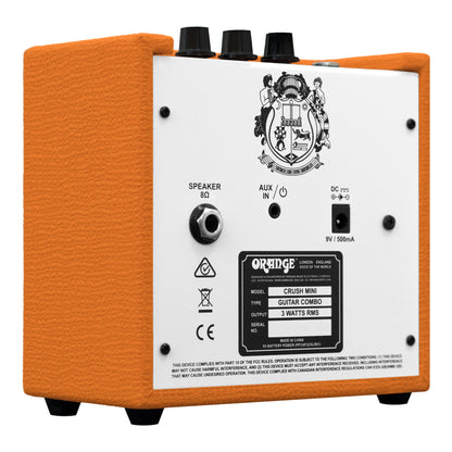 Orange Crush Mini Portable Guitar Amplifier Combo 3 Watts Gain/Tone Adjustable Headphone Output Speaker Output Crush MINI-Orange