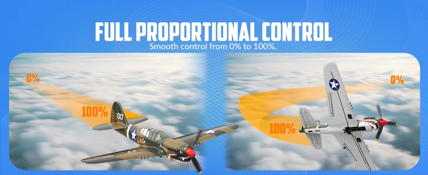 Volantex RC Airplane P40 Fighter Warhawk 2.4GHz 4CH EPP 6-Axis Gyro 400mm Wingspan One Key U-Turn Aerobatic 761-13 RTF
