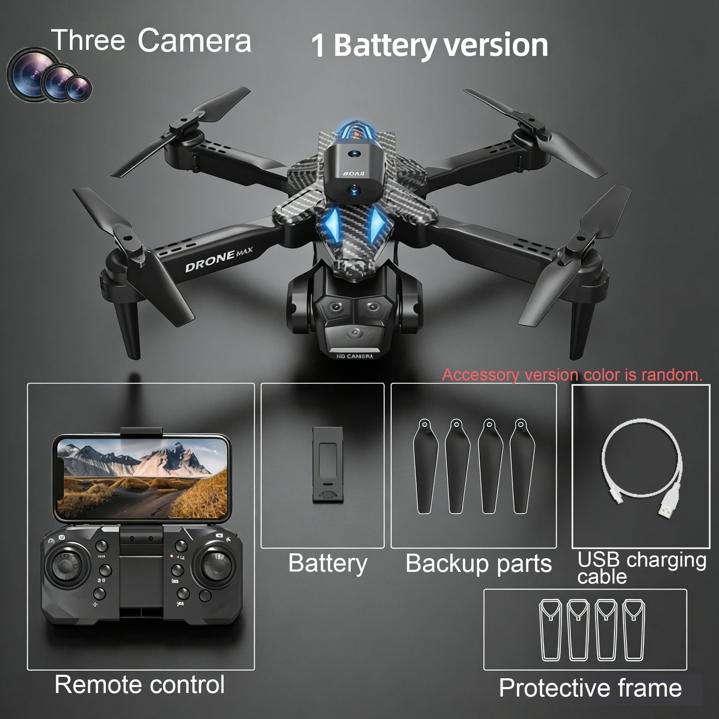New Model Drone, Equipped with Three Cameras, High-definition Video Recording, Optical Flow Positioning, FPV, One-click Take-off And Landing, Optical Flow Positioning, Electrically Controlled Camera, Headless Mode, Three Flight Speed Settings