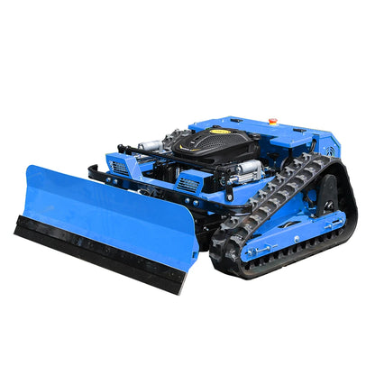 Multifunctional Remote Control Crawler Lawn Mower with Snow Plow, 225CC Gasoline Grass Cutter Robot, 550mm Cutting Width, 45° Climbing All Terrain Garden Snow Removal Machine