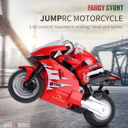 RC Motorcycle Electronic Remote Control Racing Car High Speed Electric Off-Road Car Rechargeable 2.4Ghz Stunt Motorbike For Boys Red