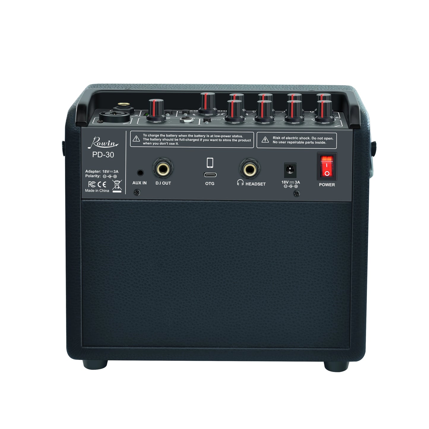 Rowin 30W Acoustic Guitar Amplifier Multi-Function OTG BT Guitar Rechargeable Amp Reverb Chorus Effects Microphone Inputs Aux In