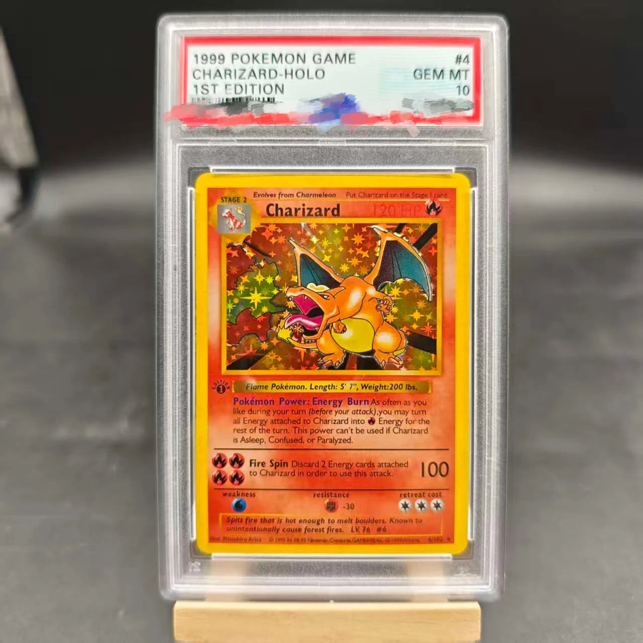 DIY PTCG Rating Card 1999 1ST EDITION CHARIZARD-HOLO 4/102 Collection Card Copy 10Points Rating Card Anime Game Gift Toy
