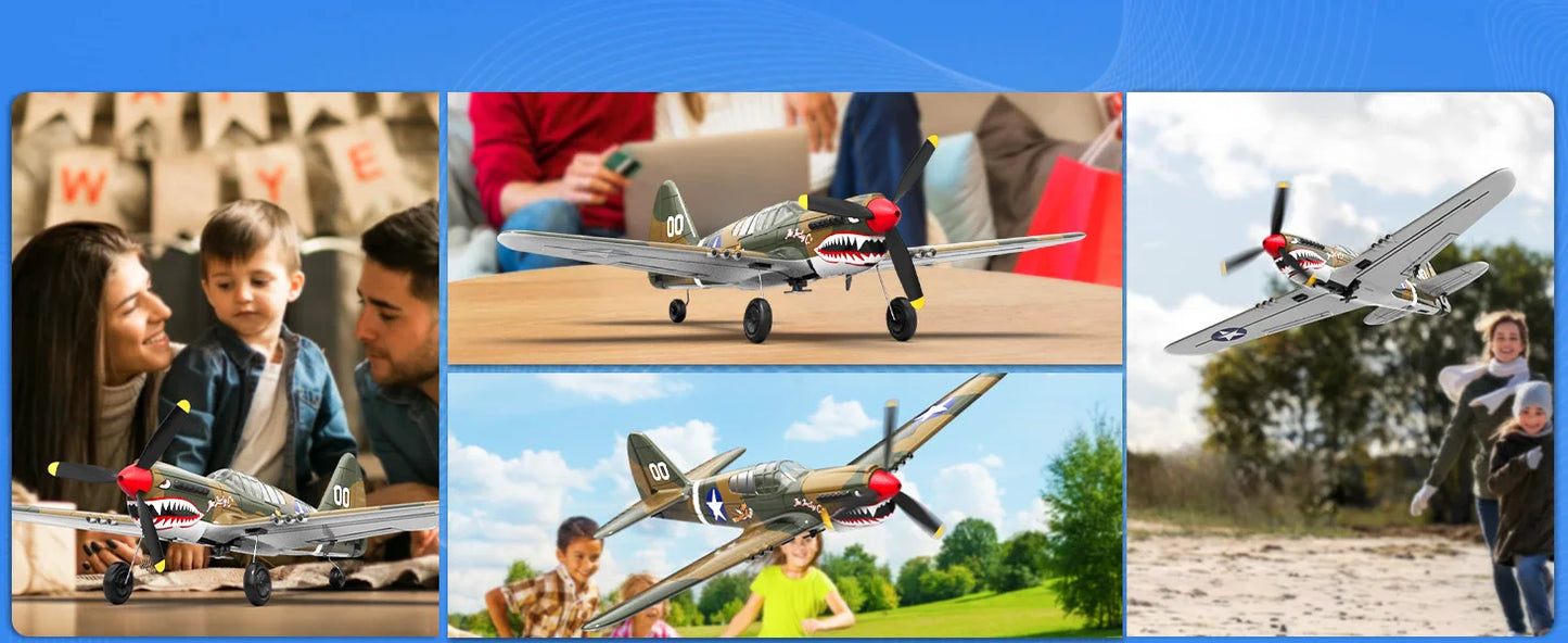 Volantex RC Airplane P40 Fighter Warhawk 2.4GHz 4CH EPP 6-Axis Gyro 400mm Wingspan One Key U-Turn Aerobatic 761-13 RTF