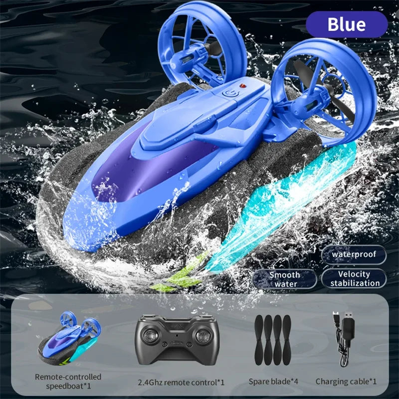 RC speedboat 2 in 1 Remote Control High Speed rc Boat 2.4G Amphibious Hovercraft RC Drift Car Kids Toys Christmas Gifts