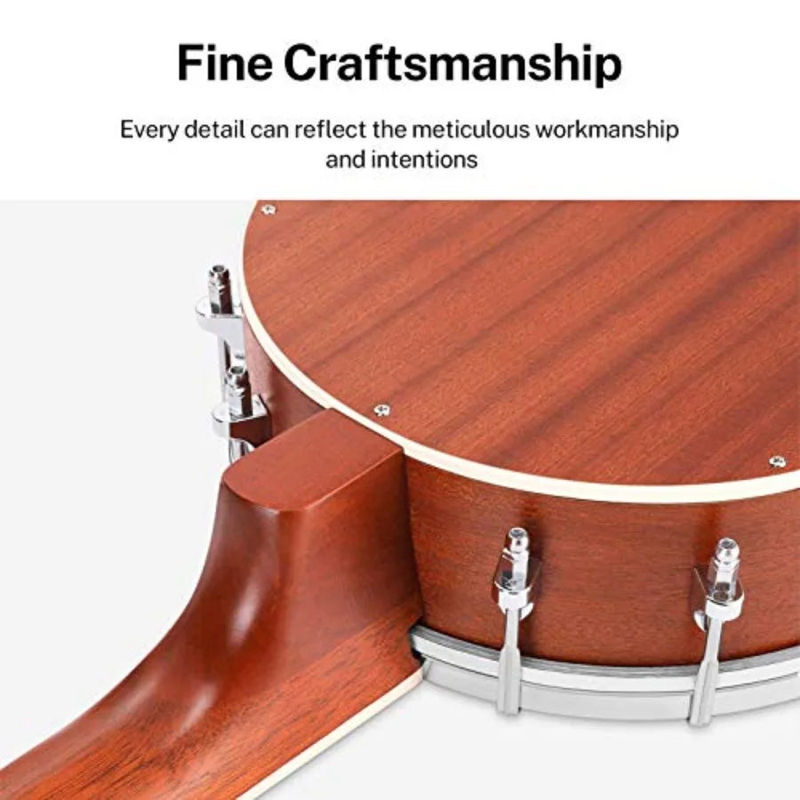 Banjolele 4 String Banjo Ukulele Kit for Adult Beginner with Banjo Tuners Gig Bag Picks Skeleton 23 Inch Sapele Wood in Natural
