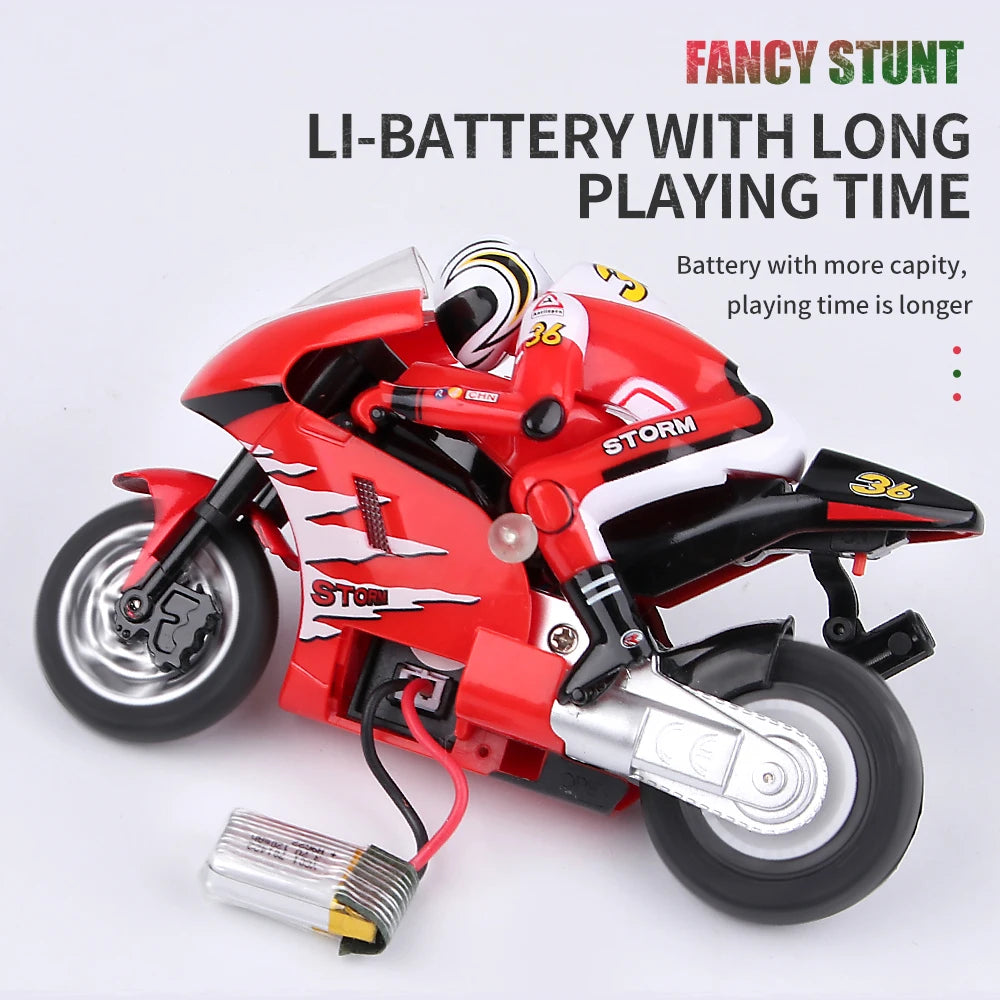RC Motorcycle Electronic Remote Control Racing Car High Speed Electric Off-Road Car Rechargeable 2.4Ghz Stunt Motorbike For Boys Red
