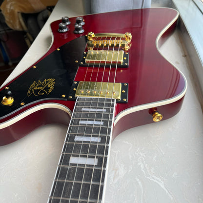 Firebird Electric Guitar Mahogany Body Rosewood Fretboard Transparent Red Color Electric Guitar-Themed Burgundy