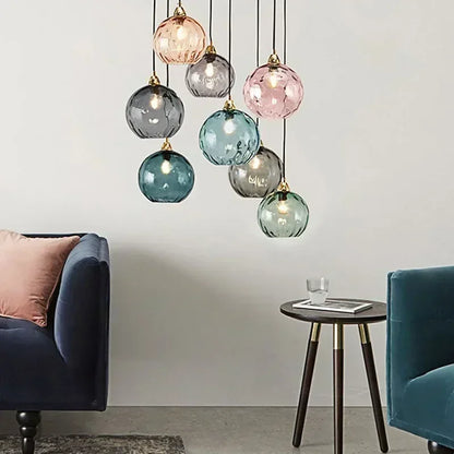 Modern Glass Chandelier Nordic Lustre Led Pendant Light for Living Room Restaurant Classical Colorful Glass Hanging Lamp Fixture