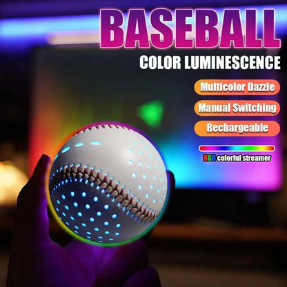 Glow Baseball Colorful LED Light Up 6 Colors 2 Shining Molds Faux Leather Rechargeable Practice Baseball Kids Toy
