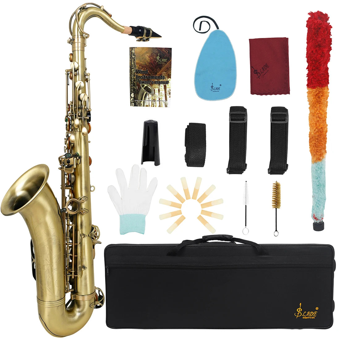 M MBAT Tenor Sax in Bb Professional Brass Saxophone Instrument in Bb Professional Concert Woodwind Instrument For Music Lovers Cyan Antique