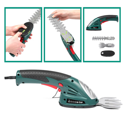 POSENPRO Cordless 7.2V Hedge & Grass Trimmer Shear Shrubber Handheld Trimmer,2 IN 1 Garden Tools Outdoor Power Tools UL Plug