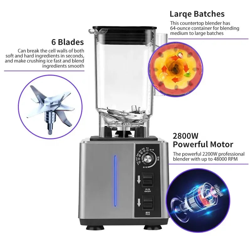 Hot Sell High Speed Mixeur Commercial Ice Smoothie Makers Binatone Blenders Mixers Food Processors and Juicers