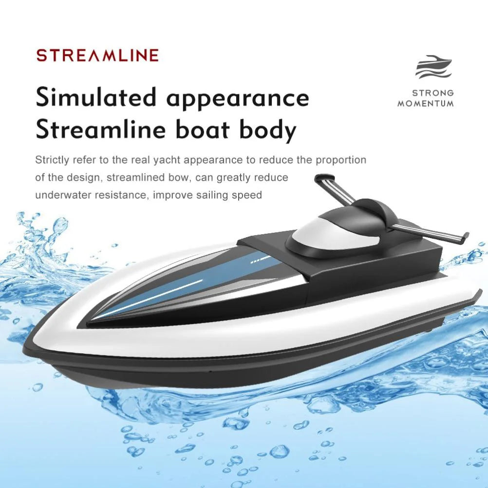 Electric RC Boat Waterproof 2.4G Kids Remote Control Speedboat 4 Channels High Speed Racing Boat Rechargeable Electric RC Boat