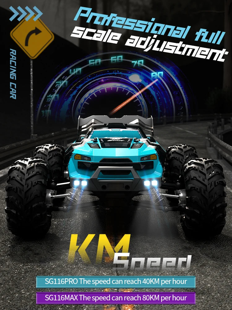 SG116 MAX 1:16 High Speed Drift Racing Car 80KM/H Brushless Motor 4WD RC Off Road Car Monster Trucks Toy For Kids Gift