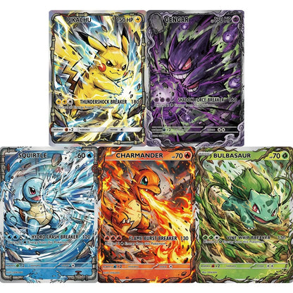 5Pcs Pokemon Cards Attack Impact Style Gengar Charizard Blastoise Venusaur Holo PTCG Cards Game Collection Cards Pokemon Gift