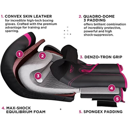 Women Boxing Gloves, Pro Training Sparring, Maya Hide Leather, Muay Thai MMA Kickboxing, Adult, Heavy Punching Bag Focus Mitts
