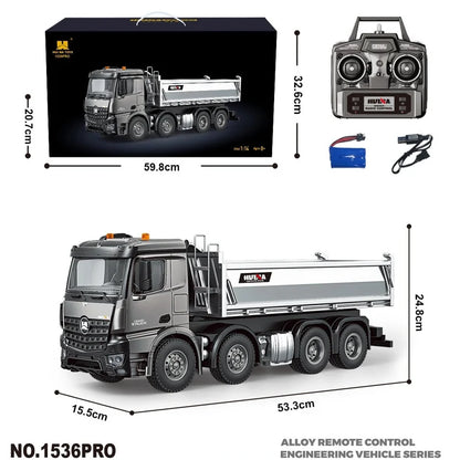Huinna 1536 Pro New Alloy Remote Control 1:14 Scale Heavy Duty Engineering Tipper Truck Mixer Remote Control Toys For Adults