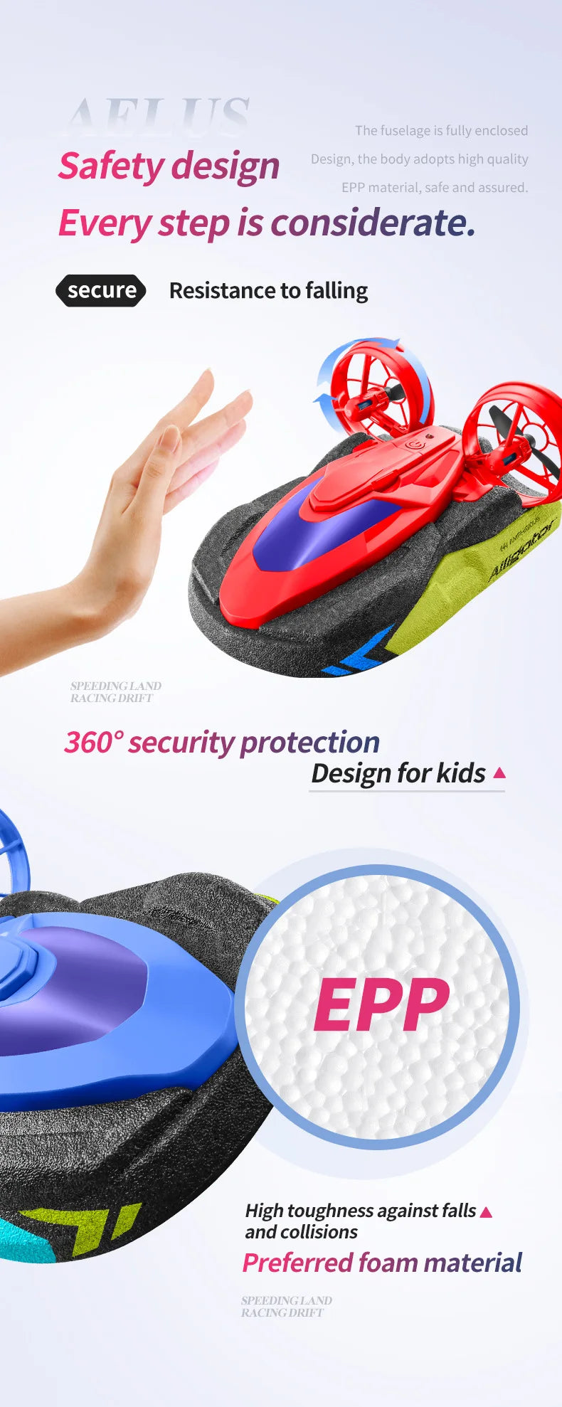 RC speedboat 2 in 1 Remote Control High Speed rc Boat 2.4G Amphibious Hovercraft RC Drift Car Kids Toys Christmas Gifts
