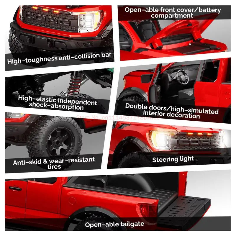 New F-150 Rc Car 1:12 Scale 4wd Off-Road Pickup Truck Full Metal Gearbox Realistic Open Doors Cruise Control Rc Vehicle