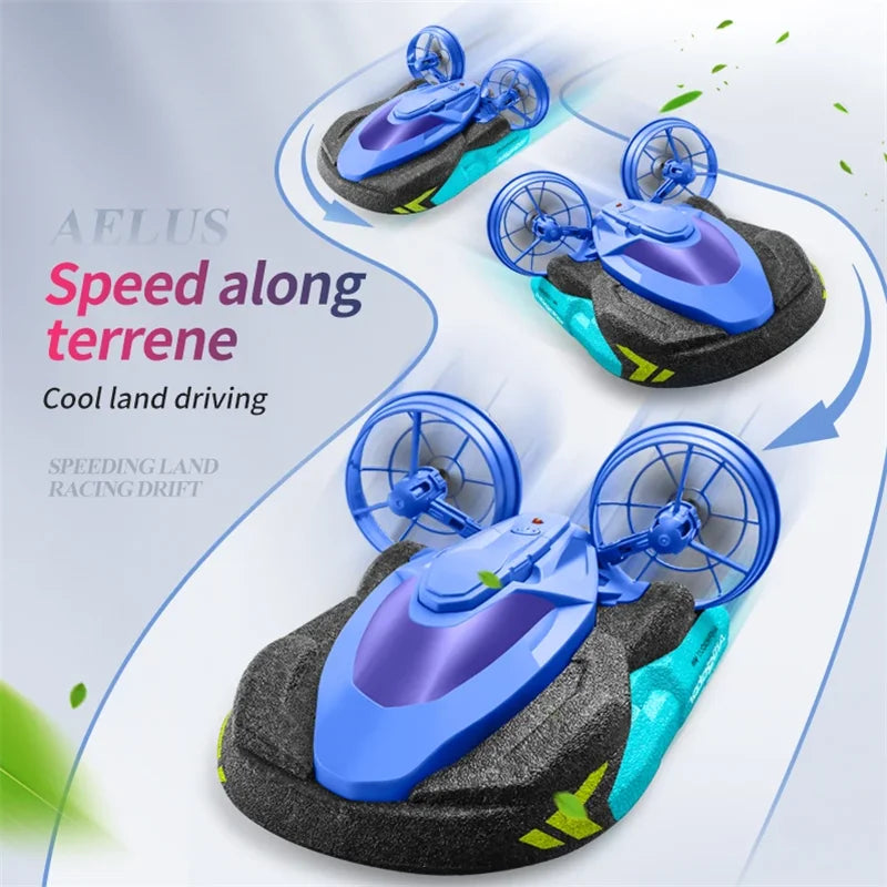 RC speedboat 2 in 1 Remote Control High Speed rc Boat 2.4G Amphibious Hovercraft RC Drift Car Kids Toys Christmas Gifts