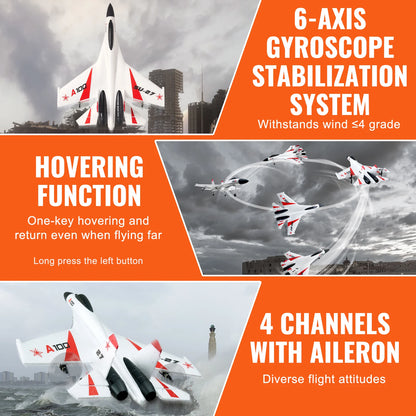 SucceBuy SU27 RC Plane 2.4G Remote Control Flying Model Glider Airplane with 2 Batteries Aircraft Foam Toys for Children Gifts White
