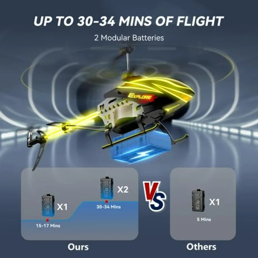 RC Helicopter, Remote Control Helicopter for with 30Mins Flight 2 Batteries,7+1 LED Light Modes, Altitude Hold, RC Toys for Boy