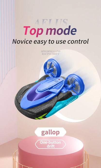 RC speedboat 2 in 1 Remote Control High Speed rc Boat 2.4G Amphibious Hovercraft RC Drift Car Kids Toys Christmas Gifts