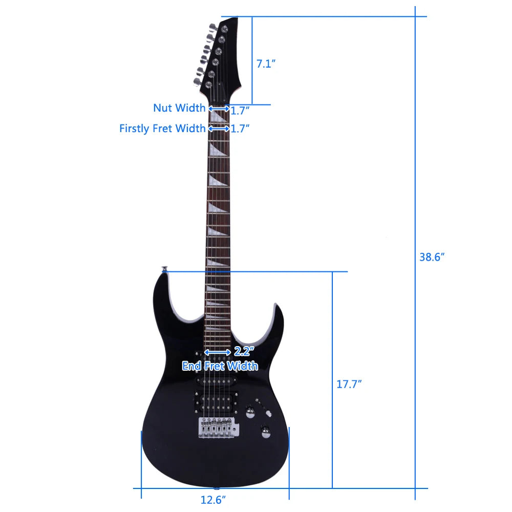 Novice Entry Level 170 Electric Guitar HSH Pickup Bag Strap Paddle Rocker Cable Wrench Tool
