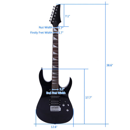Novice Entry Level 170 Electric Guitar HSH Pickup Bag Strap Paddle Rocker Cable Wrench Tool