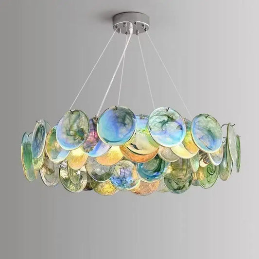 Murano Crystal Chandelier Green Glass Hanging Lamp Vintage Elegant Indoor Decor E14 For Living Room Bedroom Pendant Lighting