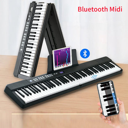 New Musical Keyboard Folding Piano 88 keys Professional Synthesizer Instrument Midi Digital Foldable Electronic Organ for Adult 61Key Black