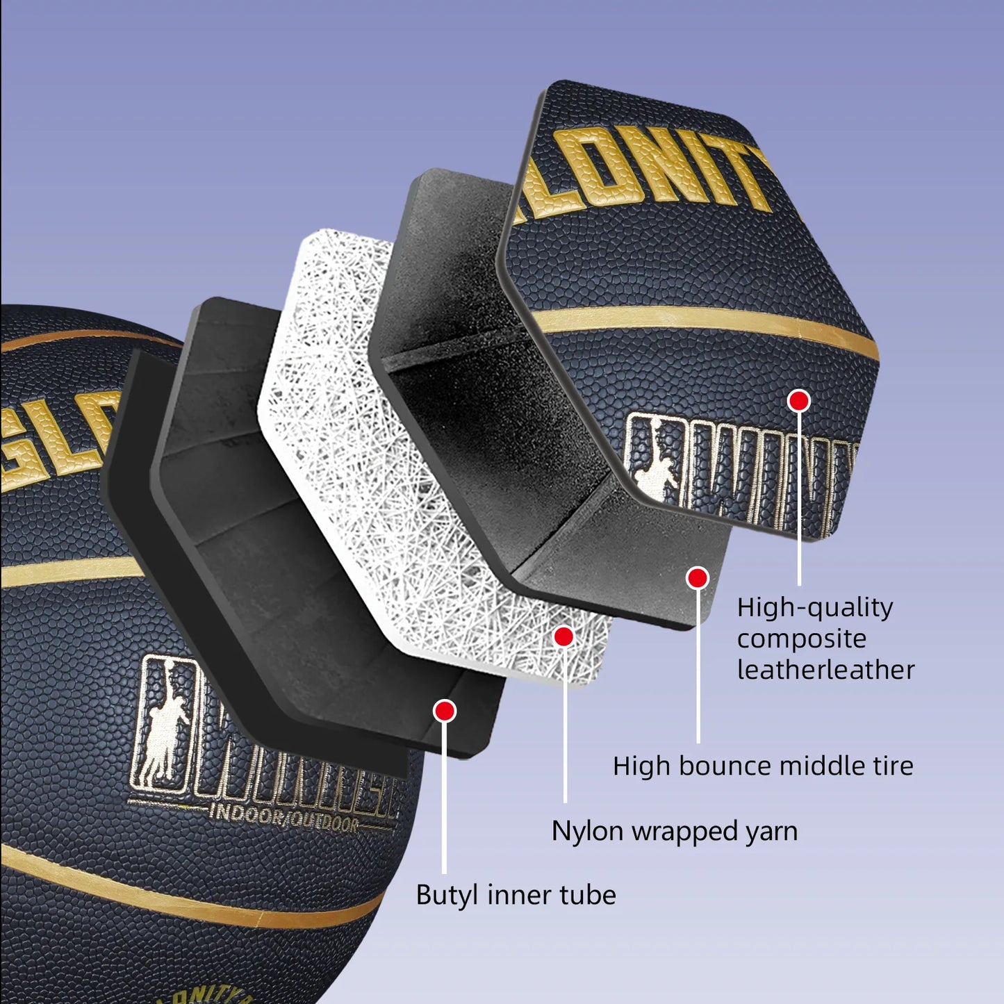 PU Composite Basketball Size7 Outdoor Indoor Match Training Ball For Youth Women Men Standard Basketball Black Gold High Quality