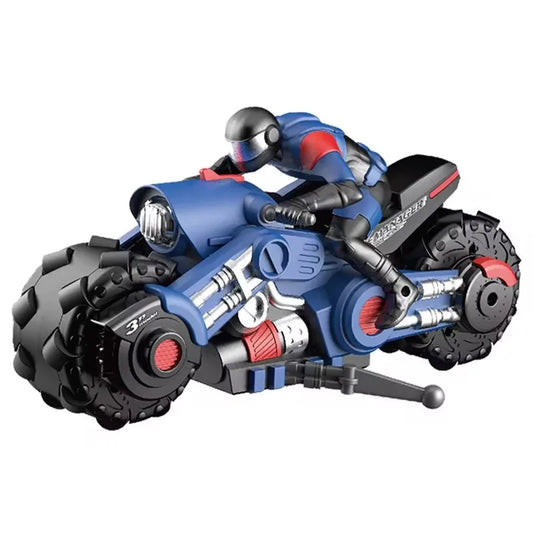 1: 10 Remote-controlled 3D Stunts Rc Motorcycle Remote-controlled Car Rotation Drift Racing Children's Electric Motorcycle Toys Blue