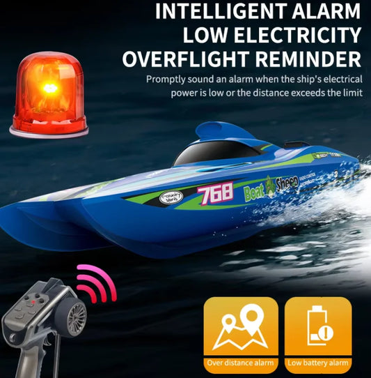 2.4G RC Speed Boat TX768 Turbojet Brushless Motor High Speed Remote Control Boat Watercraft Toys For Children Boys Gift Blue