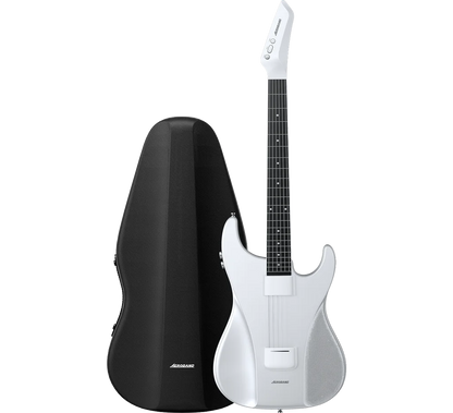 AeroBand Detachable Electric Guitar Pain-Free Silicone String All-in-One 9 Sound Styles Acoustic Bass with mic port Guitar Bag Sets White