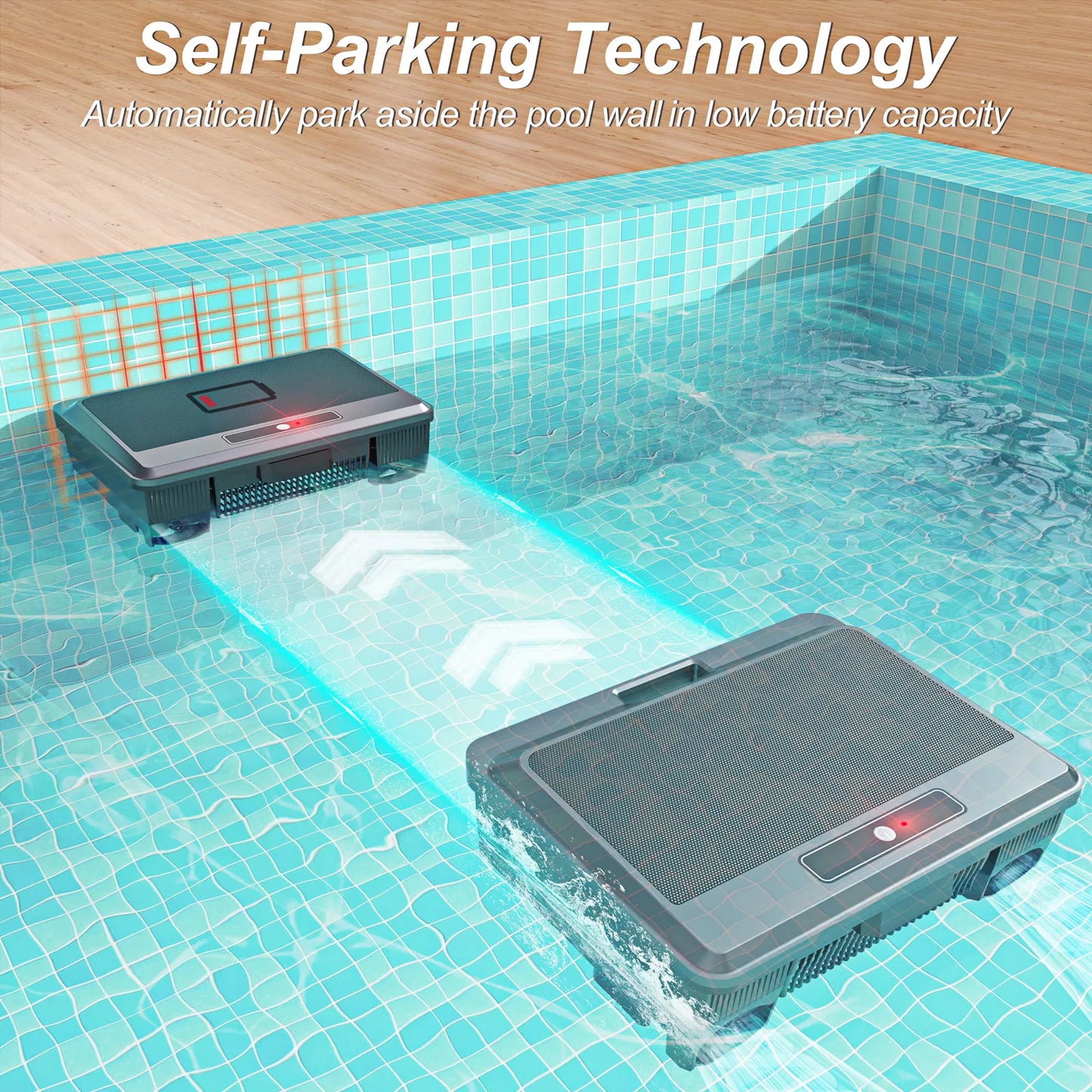 Upgraded Y90 Solar Robotic Pool Skimmer Cordless Powered Surface Pool Vacuum Cleaner Dual Charging Option with Remote Control for Pool Cleaning