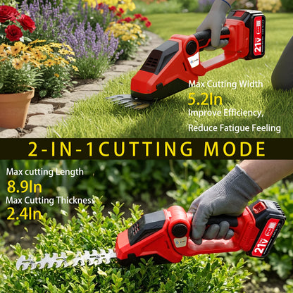 XYSD 2-in-1 Cordless Hedge Trimmer, with Battery , Cordless Grass Shear & Shrubbery Trimmer for Gardens, Yards and lawns